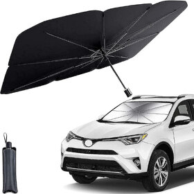 Foldable Car Windshield Sunshade Umbrella UV Protection (Black)