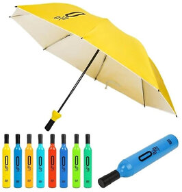 (Pack of 1) Bottle Shape Foldable Umbrella, Waterproof, Compact, for Travel, Office and Outdoor Use (Assorted Color)