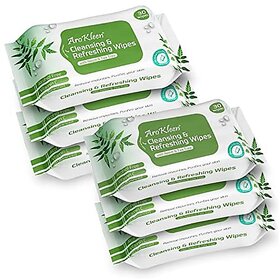 Arokleen Natural Daily Cleansing & Refreshing Wet Wipes With Neem & Tea Tree | Facial Wipes | Alcohol Free Vitamin C & pH Balanced | Removes Oil & Dirt & Moisturizes Skin | Make Up Remover Wet Wipes | Paraben Free | Hydrating & Soothing | Removes Waterpro