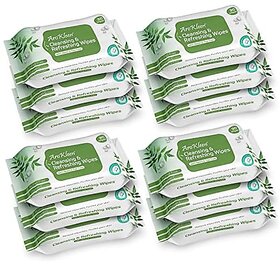 Arokleen Natural Daily Cleansing & Refreshing Wet Wipes With Neem & Tea Tree | Facial Wipes | Alcohol Free Vitamin C & pH Balanced | Removes Oil & Dirt & Moisturizes Skin | Make Up Remover Wet Wipes | Paraben Free | Hydrating & Soothing | Removes Waterpro