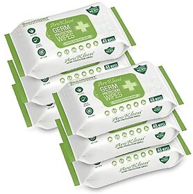 AROKLEEN 99.99% 288 Count Germ Protection Multipurpose Thick & Soft Wet Wipes 100% Alcohol-Free Disinfectant Sanitizer Wet Wipes for Skin & Surfaces Aloe Vera Fragrance Anti Germ Pack of 6