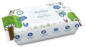 AroKleen Pure Water Soft Cleansing Baby Wipes  72 Wipe - Pack of 1  Extra Thick  Moist Wet Wipes for Baby's  Prevents Rashes  Redness with Goodness of Aloe Vera  Vitamin E