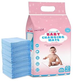 Incofit 20 Count 60 X 45 Cm Baby Disposable Underpad  Changing Mats  Changing Pads  Baby Waterproof Pads  Waterproof Diaper  Breathable Underpads  Bed Protector