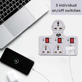 RK Volt Edge 4-Way Multi-Plug Adapter with Individual Switches  LED Indicators