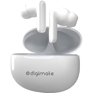 Digimate Tara9g Wireless Earbuds with 100H Playtime, Bluetooth 5.0, Dual Mic, 200mAh Battery  Fast Charging (DG-EB-TARA-9G, White)