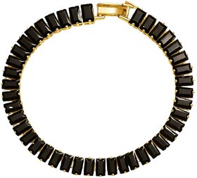 KIMTI 18k Gold Plated Women Bracelet (Black Tennis Style Bracelet, 1)
