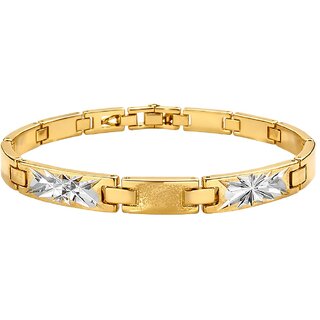 KIMTI 18k Gold Plated Men Kada Bracelet (Gold,Silver)