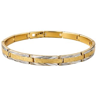 KIMTI 18k Gold Plated Men Kada Bracelet (Silver,Gold)