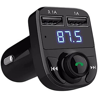 Wireless Bluetooth FM Transmitter MP3 Player USB Car Fast Charger Adapter with Built-in MIC Hands-Free Calling Dual USB Charger 5V/3.1A and 1A Support SD Card USB