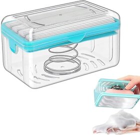 Portable Laundry Soap Roller Box Plastic Soap Dispenser Case with Lid and Rolling Scrubber for Easy Cloth Washing, Compa