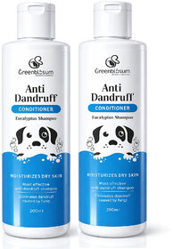 Greenblsum Anti-Dandruff Dog Conditioner - Eucalyptus Formula for Dry Skin  Fungal Control (200ml Each) - Pack of 2