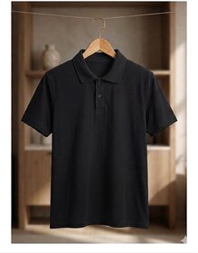 Premium Men's Solid Black Polo T-Shirt