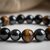 Triple Protection Bracelet 8mm Energized  Tiger Eye, Obsidian, Hematite