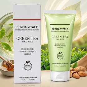 Green Tea Face Wash  Vitamin C, Honey  Almond Enriched  Oil Control  Deep Cleansing  For Oily to Normal Skin  100m