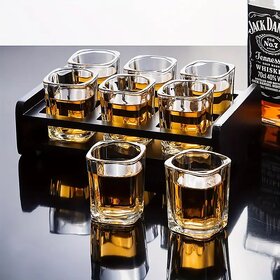 ELVEN Square Shot Glass for Vodka Shot  Tequila Shot  Liquor Shot  Made of Glass  65ml  Set of 6