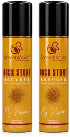 Greenblosum Rock Stone Body Deo for Men  Long Lasting Fragrance Spray  75ml Pack 2