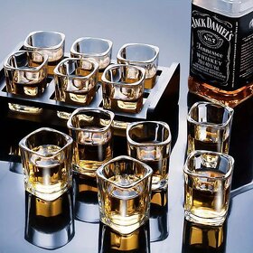 ELVEN Square Shot Glass for Vodka Shot  Tequila Shot  Liquor Shot  Made of Glass  65ml  Set of 12