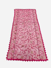 Elegant Pink Net Dupatta with Golden Thread Work | Designer Ethnic Dupatta for Women | Party & Festive Wear