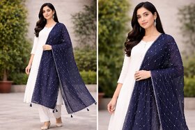 Nazneen Original Mirror Work Dupatta with Latkan | Designer Ethnic Dupatta for Women | Festive & Party Wear