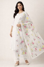 Cotton Brush Print Dupatta with 4-Side Lace Border | Soft Cotton Designer Dupatta for Women | Casual & Ethnic Wear