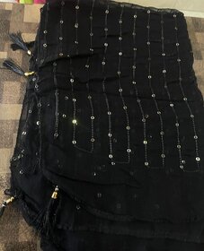 Black Nazneen Lining Sequence Dupatta with Latkans | Designer Ethnic Dupatta for Women | Party & Festive Wear