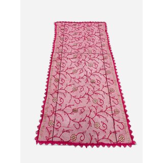 Elegant Pink Net Dupatta with Golden Thread Work | Designer Ethnic Dupatta for Women | Party & Festive Wear