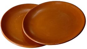 Clay Terracotta Plate  Plates for Dinner, Painting ,28x28x3.5 cm, Both 2 Kg Weight, 11 inch Diameter, 2 Qty.