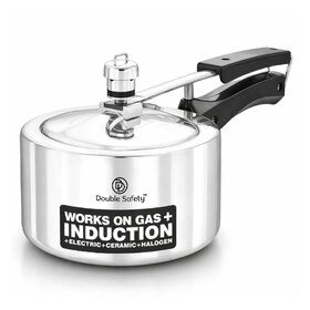 Double Safety Nairobi 5 Litre  Cooker with Induction Base | Large Capacity Cooker for Gas & Induction | Family Size, Fast Cooking, Heavy Duty, 2-Year Warranty