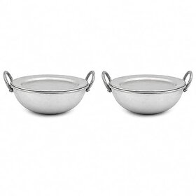 Aluminium Kadhai with Lid, 10 Inch, Deep Cooking Pot for Curry, Stir Fry, 31.5x27x13 cm (2)