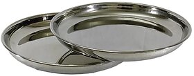 Stainless Steel Plates  Traditional  Authentic  Your Kitchen with Plates, 29x29x3.5 cm, 700 gm Weight, 2 Qty