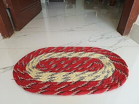 Cotton Oval Door Mat for Porch / Kitchen / Bathroom / Bedroom, (Multicolor, 50x30x1 cm Medium Size, 1 Qty.)