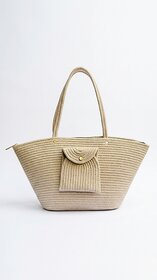 Women Beach Tote Bag Boho Style  Handmade Jute Bag with Zip Closure Large Capacity Summer Handbag Basket Bucket