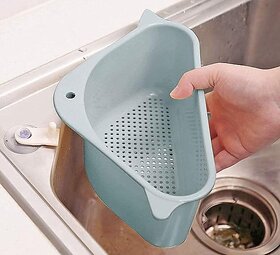 Multipurpose Kitchen Sink Corner Strainer Basket with Suction Holder | Plastic Sink Drain Storage Organizer Tray for Was