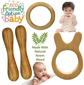 Eco-Friendly Neem Wood Baby Teether - Natural and Safe Organic Teething Toy