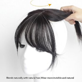 CADENZA HAIR 100 Real Human Hair Front Bangs Patch  Natural Clip-In Extension