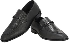 MIROCK Men Black Leather Formal Loafers