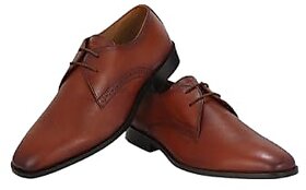 MIROCK Men Classic Leather Shoes, Tan Brown, Formal Dress Lace-up Style
