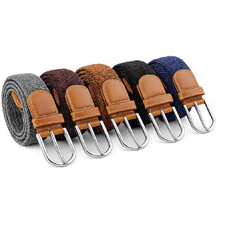 Fashionable Woven Braided comfort Fabric Stretchable Belt Without Punching Spot Random Color