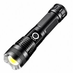 (ZOOMABLE METAL LED TORCH)5 Modes Flashlight, Super Bright Torch(Multicolor, 11 cm, Rechargeable)