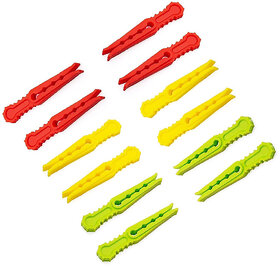 12 Pieces Multipurpose Plastic Cloth Clips Set Heavy Duty Clothes Pegs with Strong Grip Suitable for Thick, Medium