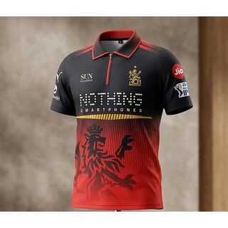 RCB Inspired Premium Sports Jersey for Men Breathable Polyester Athletic Fit