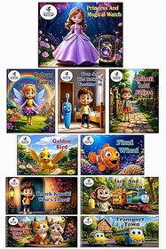 (Set of 10) Children's Story Books | Princess, Fairy, Animals & Transport Theme