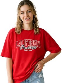 Women's Oversized T-Shirt | 100% Pure Cotton Drop Shoulder Graphic Tee | Vintage California Sunrise Print Casual Half Sleeve Top | Sizes M-XXL