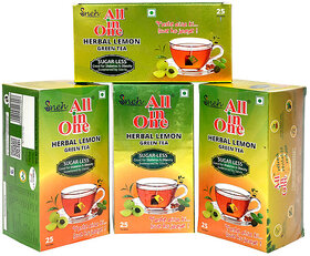 (Pack Of 4) All in One Herbal Lemon Green Tea Sugar -Less(100 Tea Bag )