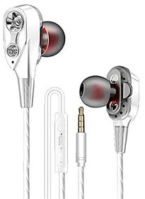 Unv 4Dbase Wired In Ear Earphone With Mic (White)