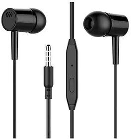 Unv Vnp Wired In Ear Earphone Black, Handsfree,  Earbuds With Mic  Button For Music  Call Control ,Compatible With All Smart Phones.