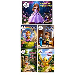 (Set of 5) Children's Story Books | Princess, Fairy & Moral Stories for Kids 3-8 Years