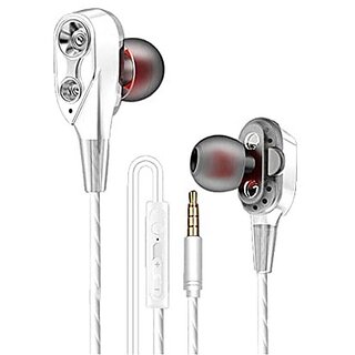 Unv 4Dbase Wired In Ear Earphone With Mic (White)