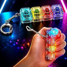 VikriDA LED Keyboard Fidget Keychain | Transparent Clicky Keyboard Button for Stress & Anxiety Relief