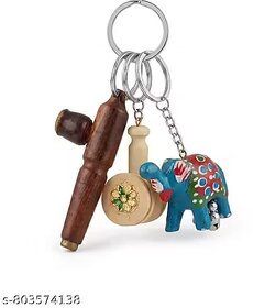 (Pack of 3) Wooden Keychains | Durable Wooden Key Rings for Car, Bike, Home & Office Keys | Lightweight Key Holders